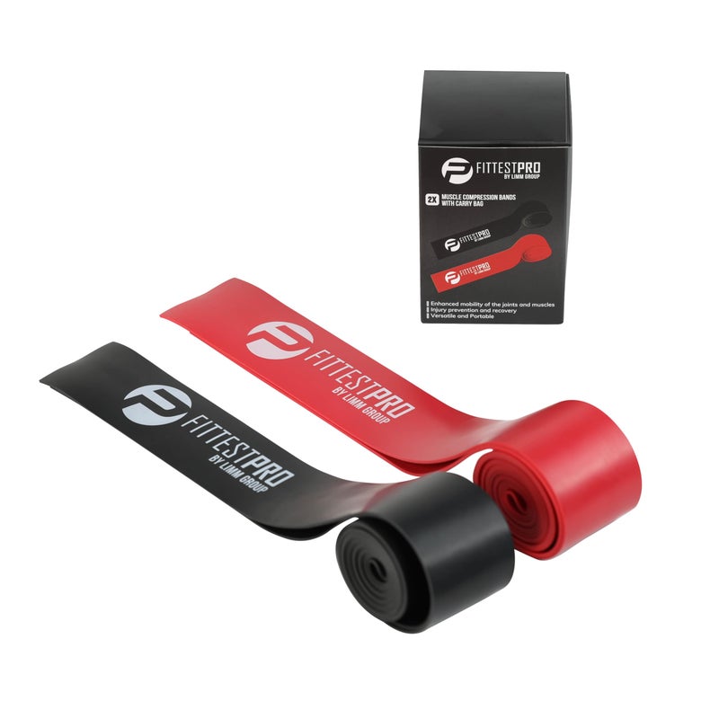 Limm Muscle Compression Floss Bands - Tack and Flossing Bands for Mobility, Fitness, and Recovery - Best for Athletes, Therapy and Injury - Set A: Includes 2 Levels of Compression and Travel Pouch - Image 1